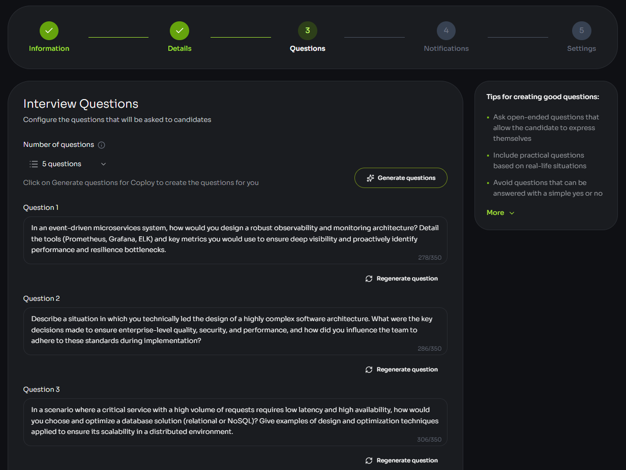 IA da Coploy criando vaga