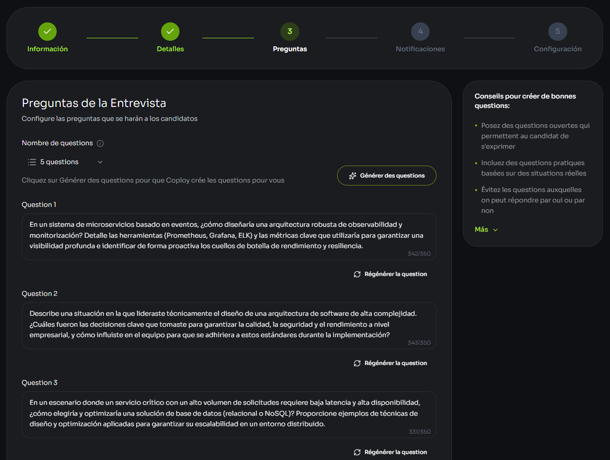 IA da Coploy criando vaga