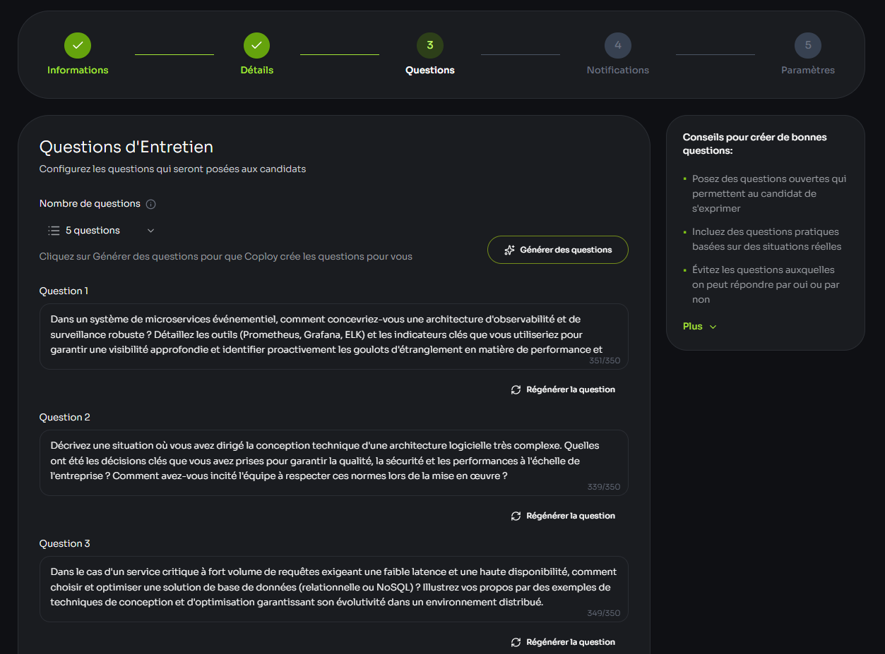 IA da Coploy criando vaga